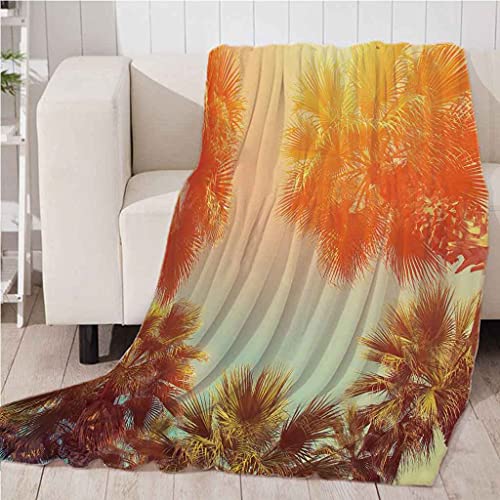 Couverture Polaire Flanelle Microfibre Douce Evocation d'un Coucher de Soleil Tropical Plaid - 5