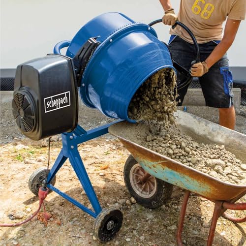 Scheppach Betonmischer MIX125 | 550 W Leistung | 230 V Spannung | 125L Fassungsvermögen