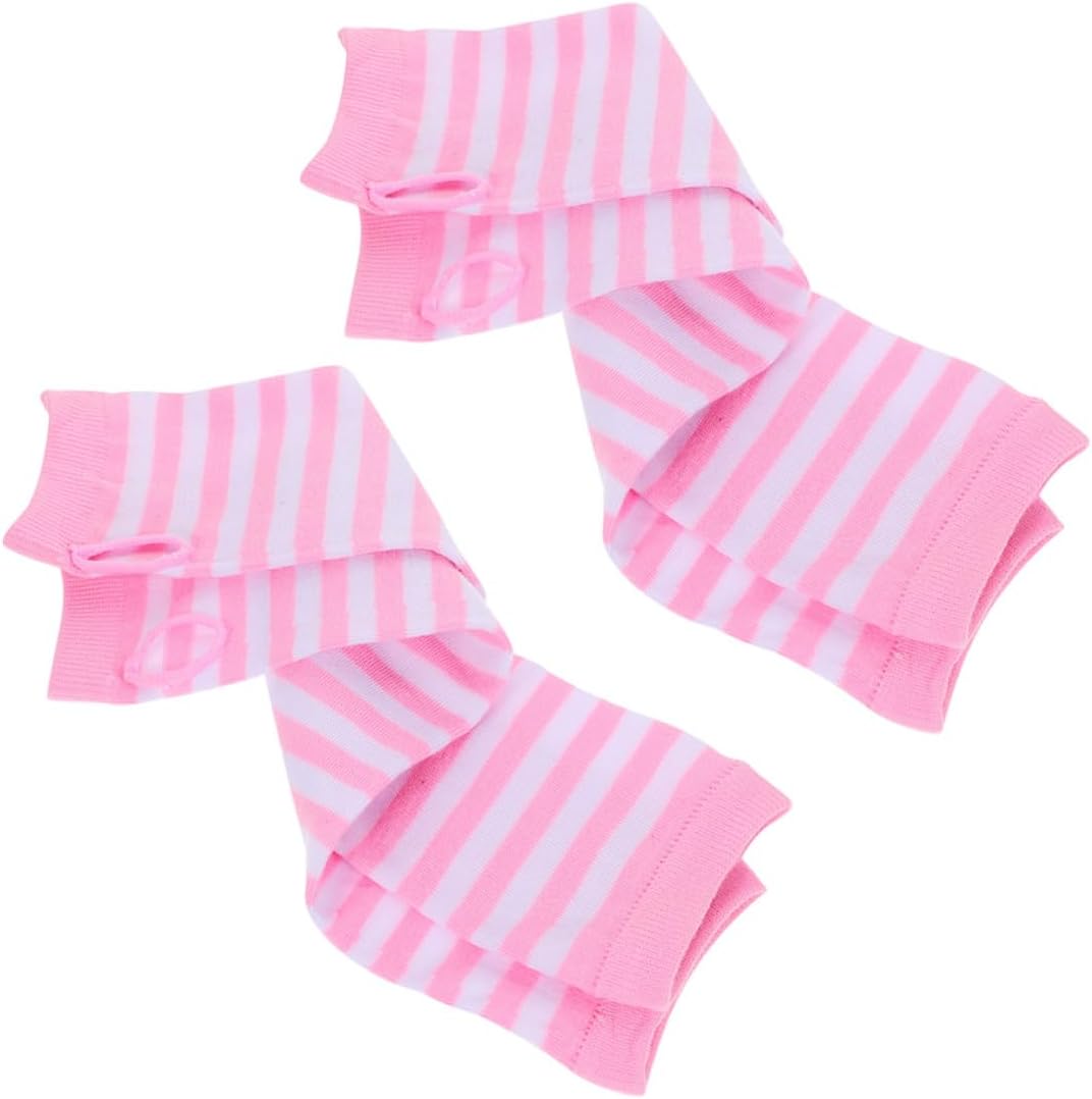 Hemoton 2 Pairs Women Long Fingerless Gloves Knit Warm Arm Sleeves with Thumbhole Stretchy Elastic Hand Sleeves for Cold Weather Protection