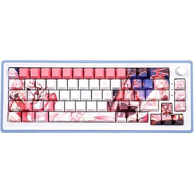 Honkai Elysia Keycaps, 108 + 27 Backlit keycap Set, 5-Side Dye-Sublimation PBT Keycaps, Cherry Profile Custom Keycaps for DIY Cherry MX Mechanical Gaming Keyboards
