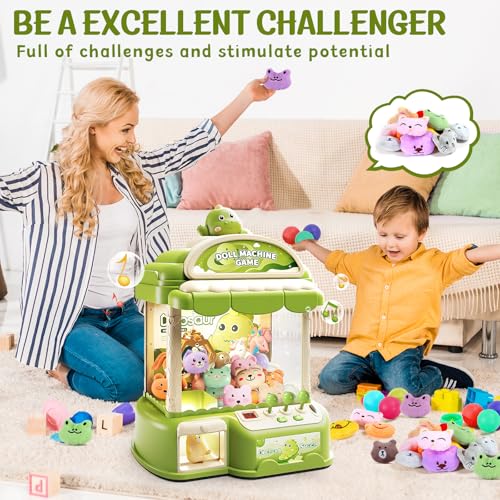 Image of Claw Machine for Kids, 30 Toys & 24 Game Coins & 20 Surprise Eggs | Musical Electronic Arcade Game Console Kids Claw Machine with Adjustable Sound, Christmas and Birthday Gift
