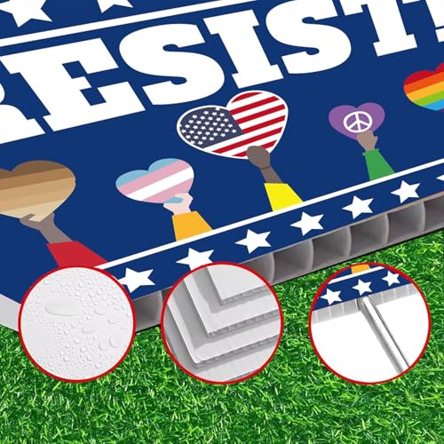 Resist! Sign Political Protest Yard Sign Save Democracy Yard Signs Double Sided Corrugated Plastic Outdoor Lawn Garden Sign with Metal H Stake 18\"x12\" - Thumbnail 5