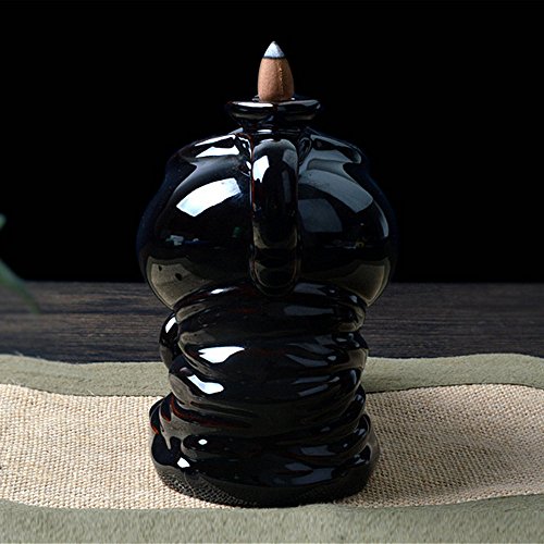 Mayagu Creative Teapot Ceramic Smoke Backflow Incense Tower Burner Holder + 10 Cones #TOP5