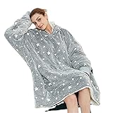 Sudadera con Capucha de Gran tamaño, Manta de Franela Sherpa, Manta Suave y cómoda y Bolsillo Frontal Grande, Adecuada para Hombres, Mujeres,Adolescentes, Todos los Tamaños. (Gris)