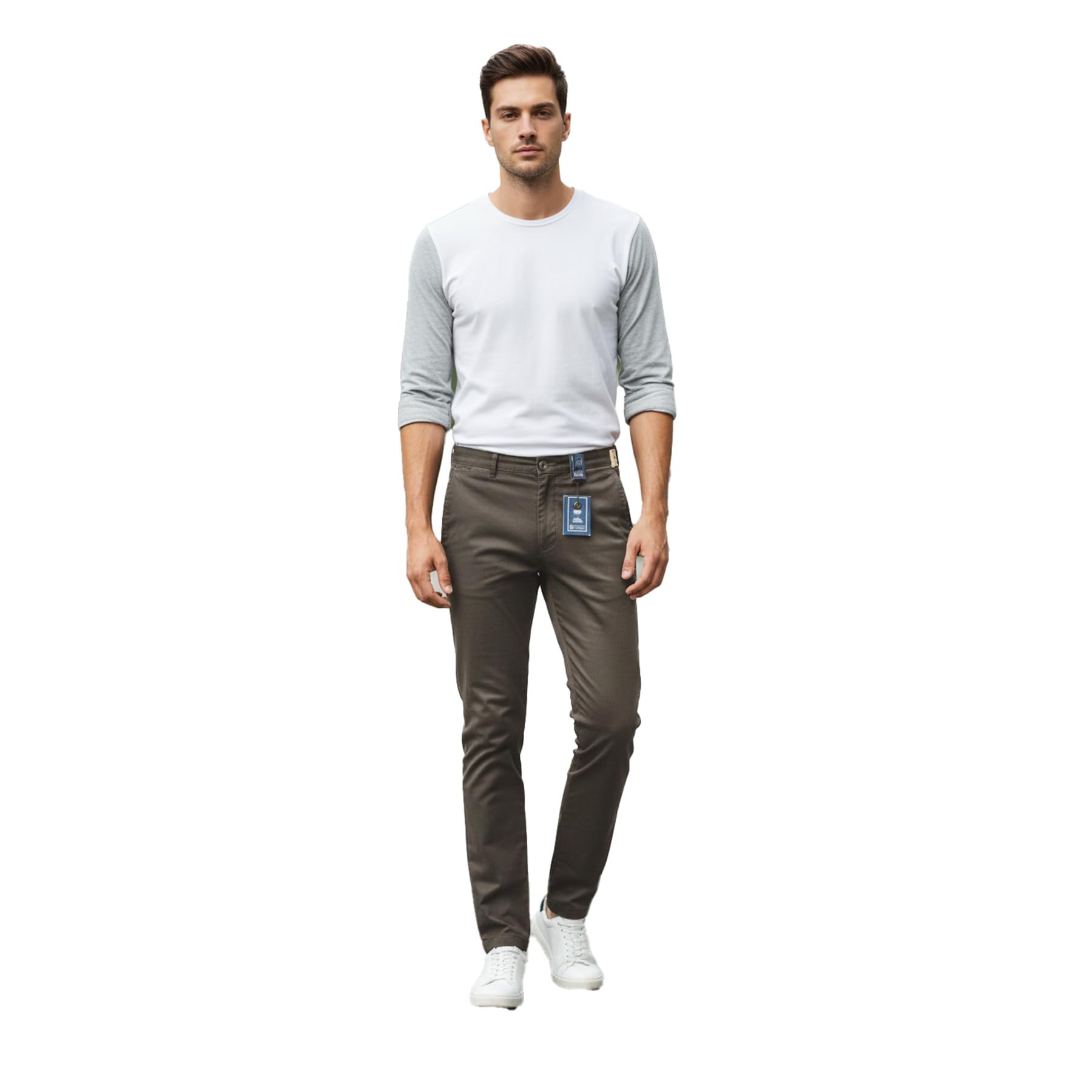 Men’s Cotton Trousers Regular Fit | Solid Color Casual Pants with Neat Finish | Comfortable Everyday Bottoms | Suitable for Work, Travel, and Casual Use | Oily Green - 34-image-19