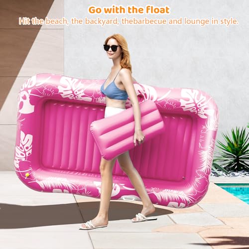 Inflatable Tanning Pool Lounger Float with Sprinkler, 70" x 44" Pool Floats Adult with Pillow, 6 in 1 Suntan Tub Raft Floatie with Drink Holder Sunbathing Water Lounge by Voice-tank - Used condition - Image 5
