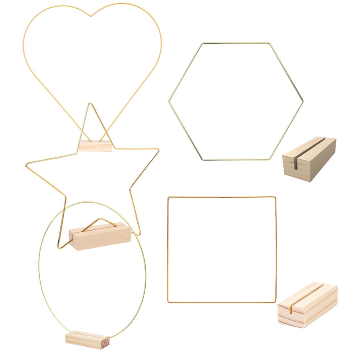5 Aros metálicos dorados YARNOW con base de madera para centros de mesa de boda