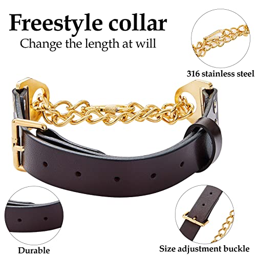 Wlpetty Leather Training Collar For Small Medium Large Dogs Brown Martingale Collar Stainless Steel Chain With Secure Buckle 18K Gold / Silver Chain Cinch Collar #TOP3