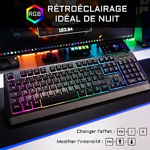 The g-lab keyz tungsten clavier sans fil azerty fr - clavier wireless ergonomique, durable, discret, batterie intégrée longue durée - clavier gamer rétroéclairé pour pc, ps4, ps5, xbox one - azerty - Tastiera gaming - Immagine 2