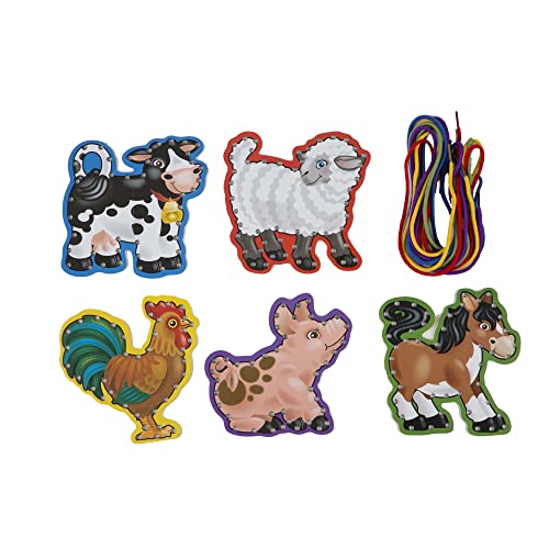 Melissa & Doug Lace And Trace Activity Set: 5 Wooden Panels And 5 Matching Laces - Farm #TOP3