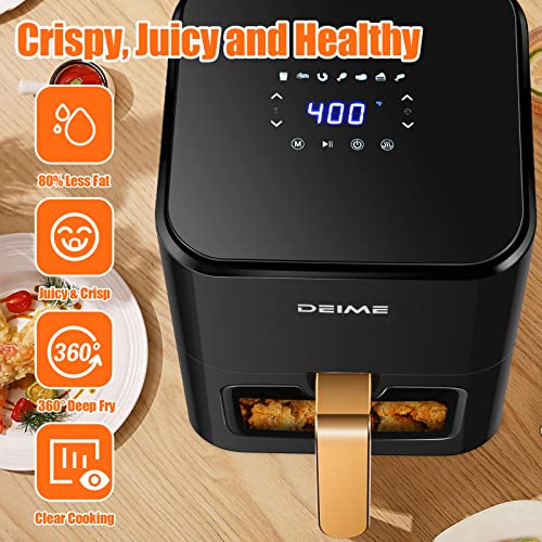 Air Fryer 4.2 Qt Oilless Hot Airfryer 1200W Healthy Cooker Small Oven With 7 Presets, Digital Lcd Touch Screen, Visual Cooking Window, Non-Stick Basket, Included Recipe (Black) #TOP3