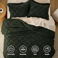 Bedsure Dark Olive Green Comforters Queen Set, Boho Plaid Bedding Set 3 Pcs — image 4