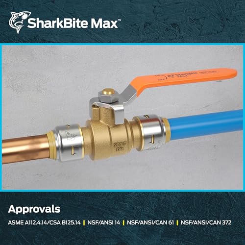 sharkbite max 12 x 12 in ptc ball valve push-to-connect brass water shut-off plumbing fitting ur22222