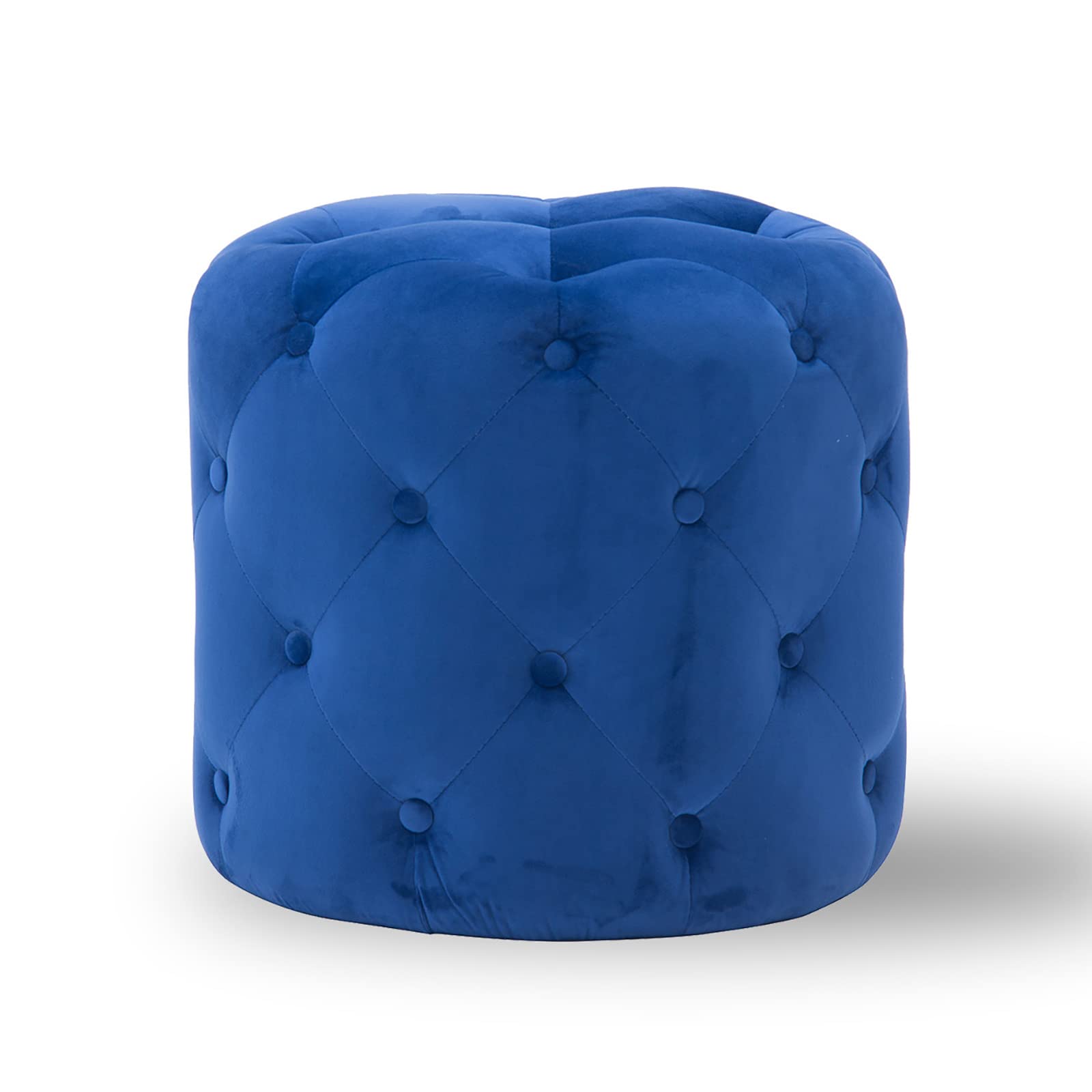 Pouf velours bleu marine moderne pour s'asseoir confortablement dans l'entrée