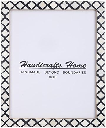 Handicrafts Home 8x10 Picture Photo Frame Moorish Damask Moroccan Art Inspired Vintage Wall Décor Gift Frames BLACK & WHITE - Christmas Gifts New Years Gift