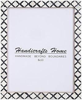 Handicrafts Home 8x10 Picture Photo Frame Moorish Damask Moroccan Art Inspired Vintage Wall Décor Gift Frames BLACK & WHITE - Christmas Gifts New Years Gift