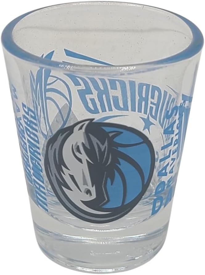 Logo Brands NBA Spirit 2oz Shot Glass, Full 360 Wrap Design (Dallas Mavericks)