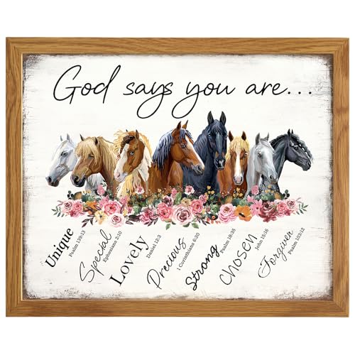 Rustic Religious Horse Wall Art FRAMED - Inspirational Spiritual Scripture