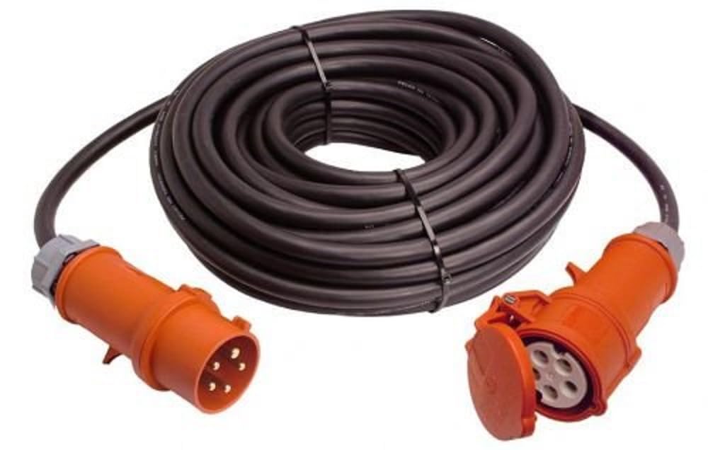 as - Schwabe 61028 Estensione CEE 25 metri H07RN-F 5G6, 400 volt, 32 ampere, 5 poli, IP44 uso esterno