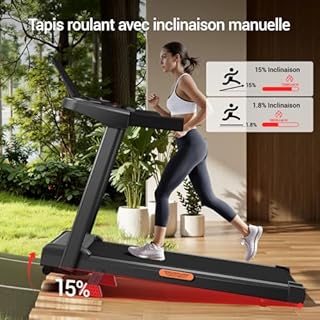 LONTEK Tapis de Course Pliable Inclinable 9%,Tapis de Marche Inclinable 12KM/H,Treadmill Home avec Moteur 3,0 CV et Affichage LED