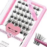 Cluster Lashes 72 Pcs Lash Clusters DIY Eyelash Extension Individual Lashes Thin Band Easy to Apply at home Lashes (Attraction, D-12mm)