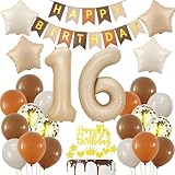 Ballon Anniversaire 16 Ans - Décoration Nude, Crème, Beige Or pour Fille et Garçon - Déco Fête