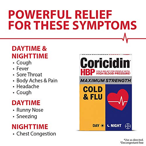 Coricidin Hbp, Decongestant-free Maximum Strength Cold & Flu Day+night Liquid Gels, 24 Count