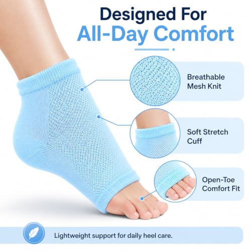 Image of Spa Gel Heel Socks for Men & Women, Cracked Heel Cushion Support