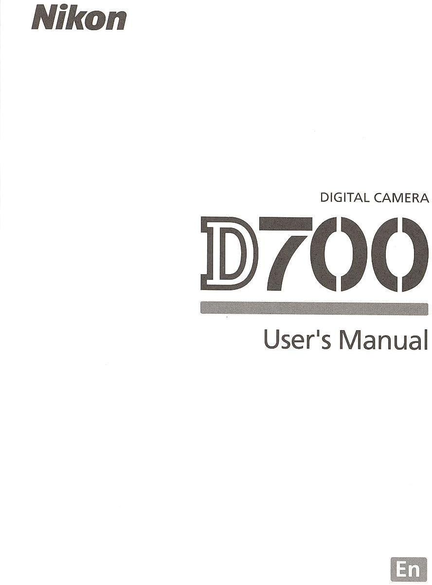 Nikon D700 Digital Camera Original Instruction Manual