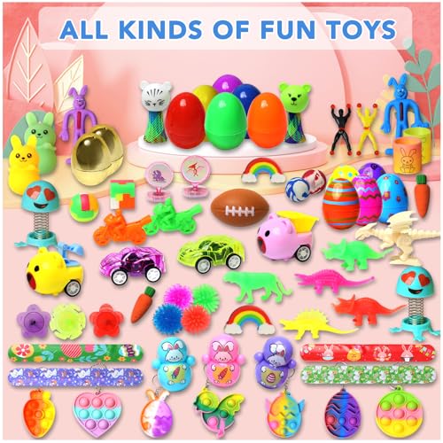 200 Pcs Prefilled Easter Eggs with Toys Inside,Easter Basket Stuffers,Surprise Easter Egg Fillers,Easter Toys Bulk,Easter Egg Hunt,Prizes Classroom Events,Easter Gifts,Eggs Fillers,Easte Party Favors by ZEAYOU - Image 6