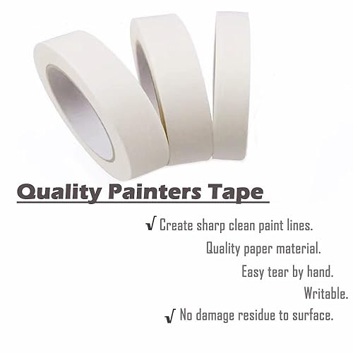 Miniatura 3 de Cinta de pintura blanca de 2 pulgadas 1 pulgada 34 pulgadas de ancho cinta de enmascarar blanca de varios tamaños 3 rollos x 33 yardas cinta de