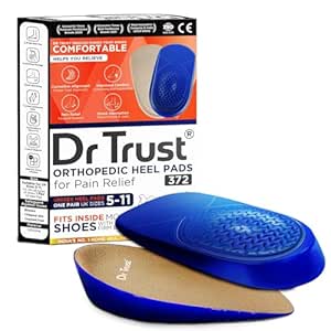 Dr Trust USA Orthopedic Gel Heel Pads for Pain Relief from Plantar Fasciitis, Spurs &amp; Heel Aggravation, Insert Cups for Women, Men Shoes, Heel Support or Protectors -372 (Pack of 1 Pair) (UK 5-11)