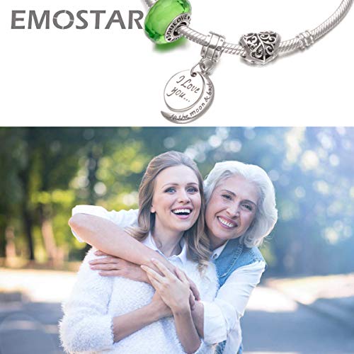 Dangle “I Love You To The Moon And Back” Charms Fits Pandora My First Mothers Day Bracelet, 925 Sterling Silver Necklace Pendant Beads, Gift For Wife/Girl/Mom/Valentines #TOP1