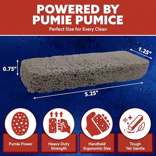 PUMIE Pumice Scouring Stick (1 Pack) - Extra Strong, Heavy Duty Pumice Cleaning Stone for Bathroom, Kitchen, Grill - Scouring Stick for Cleaning Pool, Rust, Stains & Hard Water Rings - Thumbnail 3