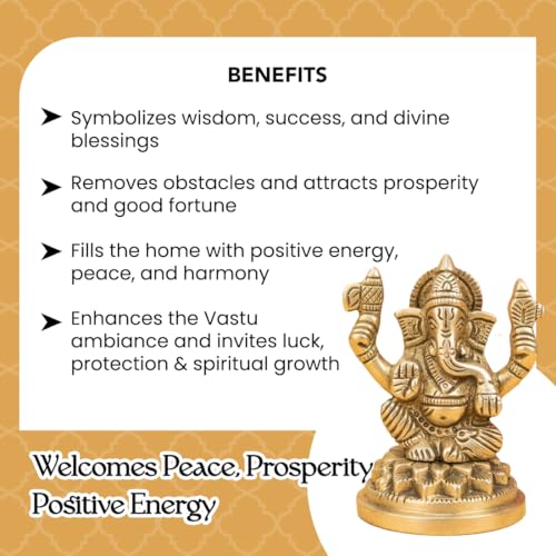 Image of Ekhasa 100% Pure Brass Ganesha Idol with Gift Box | Ganesh Murti Ganpati Idol for Pooja Mandir Home Decor | Religious Housewarming Grah Pravesh Diwali Wedding Gift