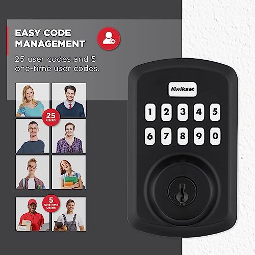 Kwikset Powerbolt 250 10-Button Keypad Matte Black Transitional Electronic Deadbolt Door Lock, Featuring Convenient Keyless Entry, Customizable User Codes and Auto-Locking by Kwikset - Used condition - Image 4