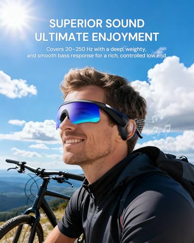 NICKLUC Bluetooth Glasses for Men & Women, Polarized UV400 Smart Audio Sunglasses for Driving, Hiking, Running and Cycling with Open Ear Speakers(Blue) — view 2