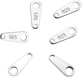 20pcs Adabele Real 925 Sterling Silver 8.5mm Chain Tags Tarnish Resistant | Small, Rhodium Plated Solid 92.5 Silver Oval Chain End Links and Clasp Extensions for Craft Jewelry Making