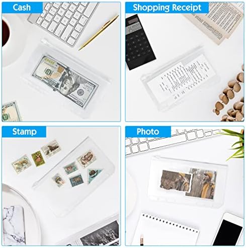 18 Pcs A6 Binder Pockets, Clear Plastic Binder Zipper Folders Waterproof 6 Holes Zipper Loose Leaf Bags with Stickers for A6 Budget Binder Notebook, Cash Envelopes for Photo, Document, Cards, Bills