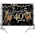 40th Birthday Backdrop Black Gold Cheers to 40 Years Boheh Celebration Photography Background for Adult Birthday Fabulous 40 Bday Party Decoration Supplies Banner Photo Booth Studio Prop 7x5ft - Image 5