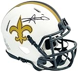 Alvin Kamara Autographed Lunar Eclipse White Speed Mini Football Helmet Beckett BAS Witness Stock #224823