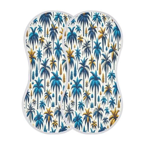 JUZIHAI 2Pack Plam Trees Baby Burp Cloths Soft Cotton Burp Rags,Super Absorbent Burp Cloth Bag for Newborn Baby Boys/Girls2