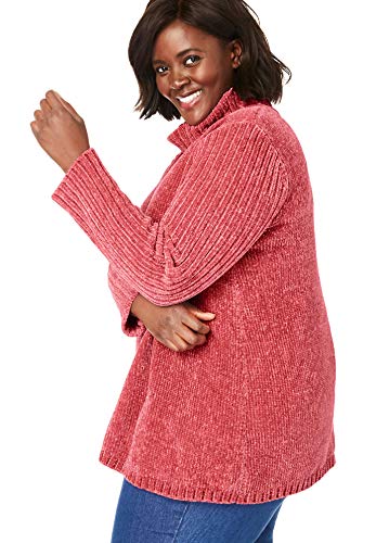 Woman Within Women's Plus Size Chenille Cowlneck Pullover - 1X, Black #TOP3