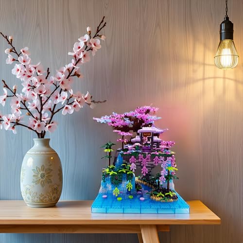 RUUQRUU 2588 PCS Cherry Blossom Bonsai Tree Building Block Sets for Adults Teens，Chinese Moon Palace Architecture Model，Micro Mini Japanese Sakura Tree House Building Kit，Creative Gift for Kids 14+ by RUUQRUU - Image 2