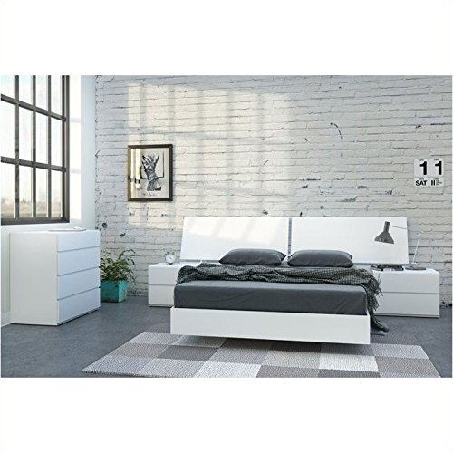 Pemberly Row Full Size Eco-Friendly Wood Platform Bed In White And Melamine #TOP1