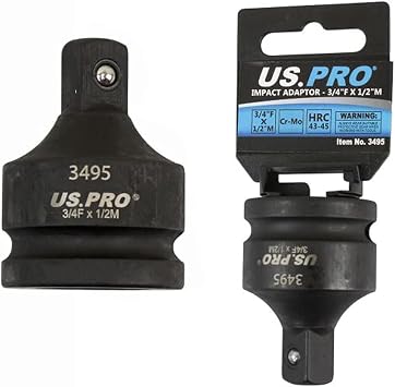 Impact Socket Adaptor Reducer 3/4 Inch F to 1/2 Inch M US Pro 3495