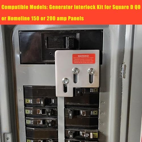 Professional Generator Interlock Kit for 150 or 200 Amp D QO or Homeline Square Panels, Interlock Kit with 1 3/8" Spacing Between Main and Generator Circuit Breakers - 4