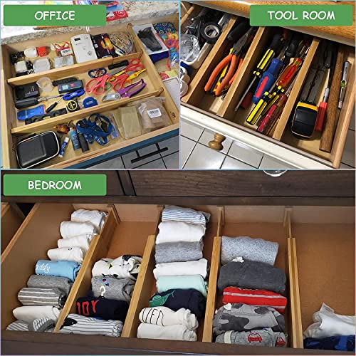 Adjustable Bamboo Drawer Dividers, 6 Pack Large Drawer Divider Organizer Expandable From 17.7-22", Drawer Separators For Kitchen Utensils, Dresser, Bedroom, Clothes, Bathroom #TOP6