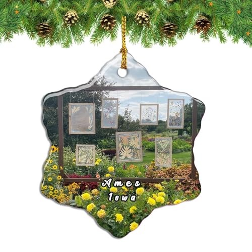 Nogytize Ames Iowa Décoration de Noël en céramique à suspendre Motif flocon de neige double face 7 cm