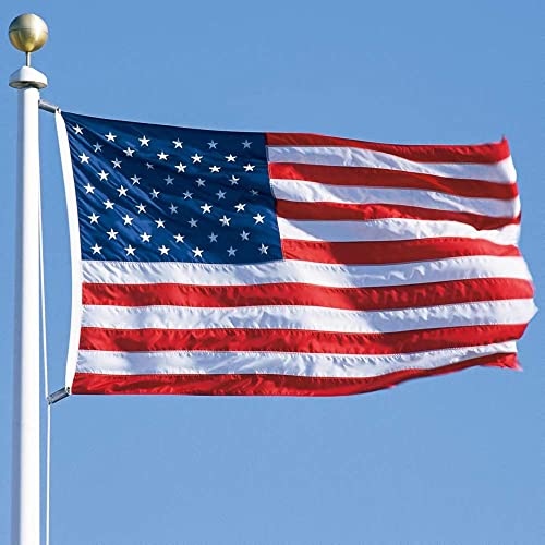 American Flag 5x8 FT Embroidered Stars Sewn Stripes Brass Grommets Polyester USA US Flag Long Lasting for Outdoor Use